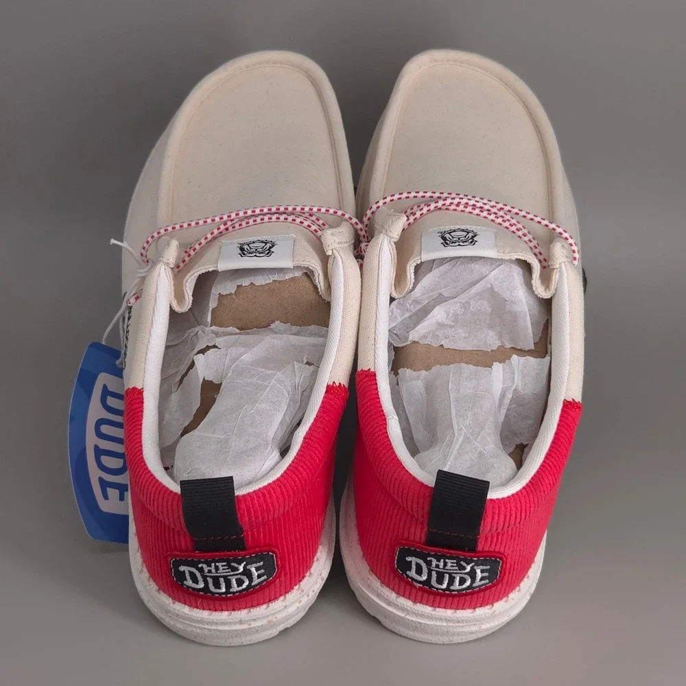 Hey Dude Wally Funk Georgia Bulldogs Mens Size 11 Red Chalk Loafers Gameday NCAA